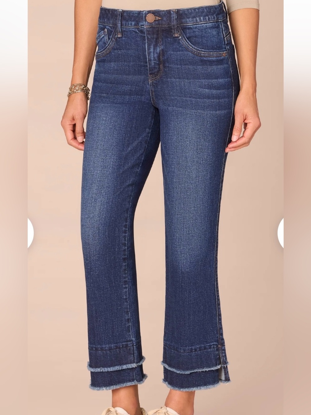Democracy cropped flare double fringe jeans size 12